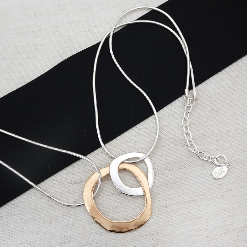 Marjorie Baer Interlocking Rings Necklace, Mixed Metal, NWT